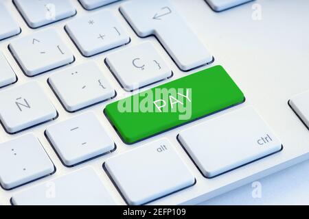 Pay Word on green Keyboard Key Stock Photo