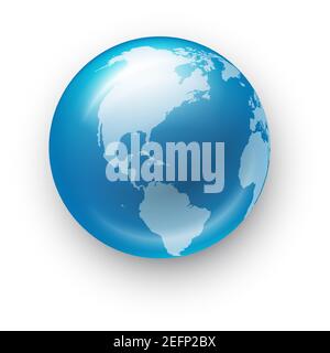 Vector Globe Realistic Glass Blue Icon on White Background Stock Vector