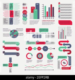 Big set of flat infographic elements, vector illustration Stock Vector