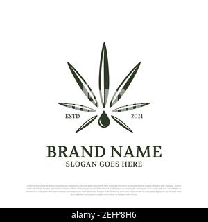 Cannabis Oil logo design inspiration, hemp medical logo brand template Stock Vector