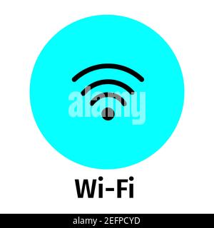 Wi-Fi icon. Vector wireless internet access point. Recognizable simple internet icon on a light blue background. Flat illustration. Stock Vector