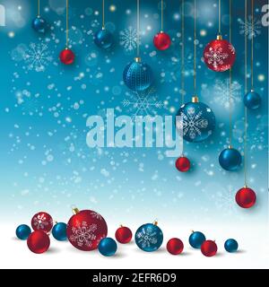 Christmas balls on abstract background. Realistic vector illustration Stock Vector