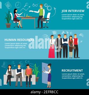 Modern flat thin line design vector illustration, concepts of job interview, human resources and recruitment, for graphic and web design Stock Vector