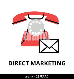 Modern flat thin line design vector illustration, concept of direct marketing and goods sale strategy, for graphic and web design Stock Vector