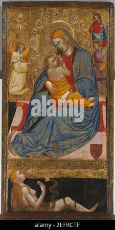 Olivuccio di Ciccarello da Camerino - The Madonna of Humility with the Temptation of Eve. Stock Photo