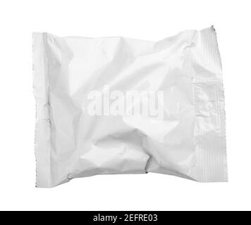 Crumpled Used Transparent Plastic Bag Isolated On White Background