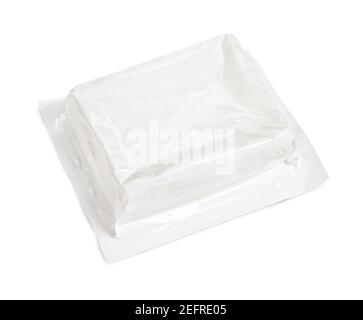 Block of vacuum soft wrap box package isolated on white background with clipping path Stock Photo