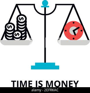 Modern flat editable line design vector illustration, time is money icon, for graphic and web design Stock Vector