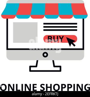 Modern flat editable line design vector illustration, online shopping icon, for graphic and web design Stock Vector