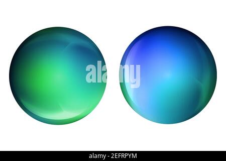 Set of glass colorful balls or precious pearl. Glossy realistic ball, 3D abstract vector illustration highlighted on a white background. Big metal Stock Vector