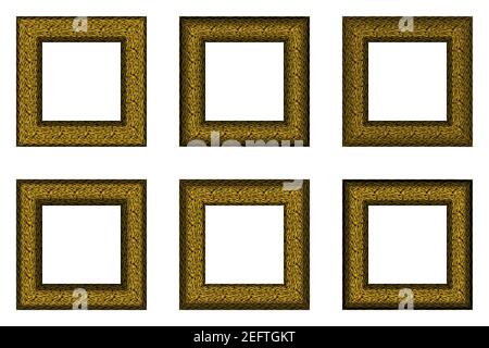 Big set of squared vintage black and golden grunge frame. Place for text. Vintage antique beautiful rectangular frames. Template vector illustration Stock Vector