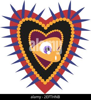 Mexican sacred hearts, spirit mystical miracles heart. Day of the dead Dia de los Muertos holiday. Vector illustration Stock Vector