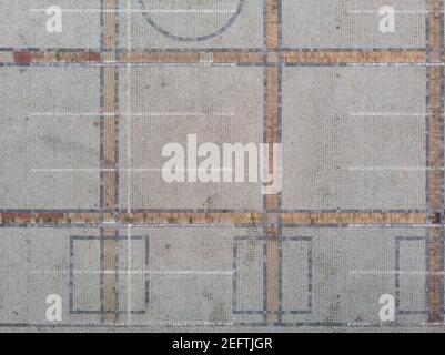 Top down look to parking places and concrete brick Stock Photo
