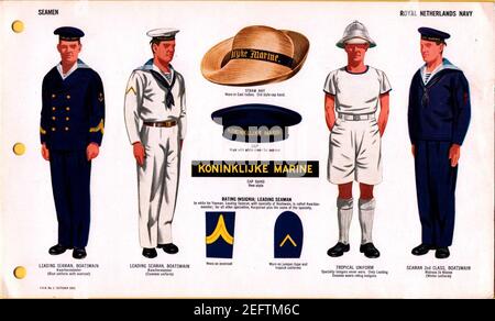 ONI JAN 1 Uniforms and Insignia Page 103 Royal Netherlands Navy WW2 Seamen October 1943 Field recognition. US public doc. . Stock Photo
