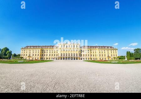 Vienna Austria July.31 2020, Vienna, Austria: Schonbrunn Baroque palace complex and beautiful landscape gardens Stock Photo