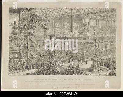 Opening of the Great Industrial Exhibition of all nations, by her most gracious majesty Queen Victoria and his royal highness Prince Albert, on the 1st of May, 1851 - taken on the spot by Stock Photo