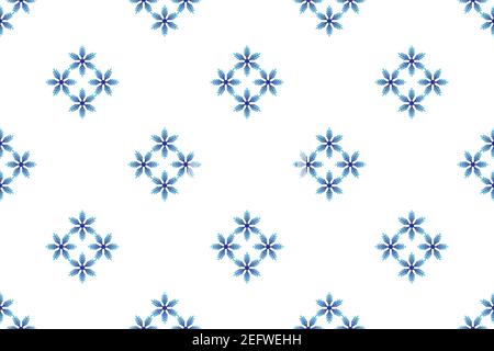Winter seamless pattern with colorful gradient snowflakes on white background. Vector illustration for fabric, textile wallpaper, posters, gift Stock Vector