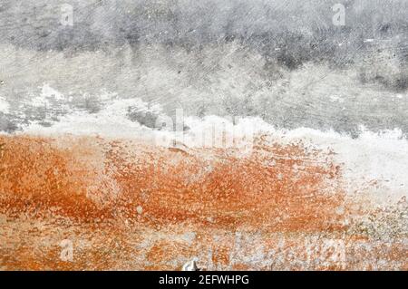 grunge abstract cement wall texture & backgrounds, nobody object obsolete paint peel peeling retro revival scratched space stained surrounding texture Stock Photo
