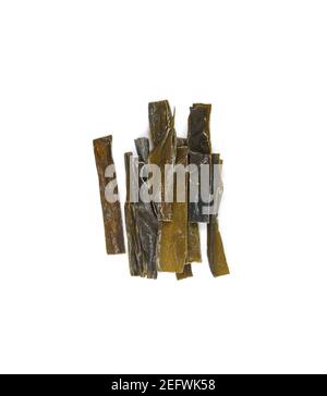 Dried kombu seaweed Japanese dry kelp isolated on white background Stock Photo