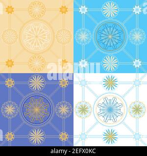 Set of seamless geometric patterns in japanese style Stock Vector