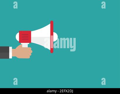 Hand with red horseshoe magnet. Businessman attracting money, customers, investment success. Vector flat illustration on blue background Stock Vector