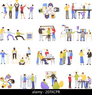 Coworking Work Office Collection Icons Set Vector Stock Vector Image ...