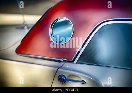 Cl;ose Up of the Removable Hardtop with a Porthole Window of a 1957 Ford Thunderbird Convertible Stock Photo