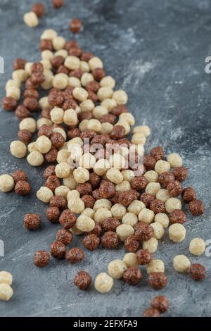 Chocolate balls corn flakes isolated on a gray background Stock Photo