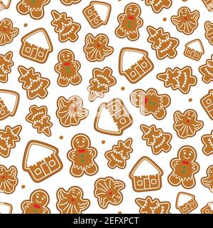 Gingerbread Christmas seamless pattern. Gingerbread pattern. Vector illustration. Stock Vector