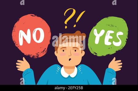 Businessman in indecision pondering choice in making right decision. Business concept vector illustration Stock Vector