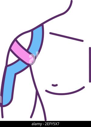 Supporting shoulder with kinesio tape RGB color icon Stock Vector