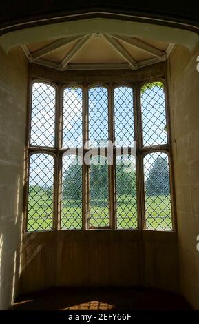 Oriel window, South Gallery - Lacock Abbey - Wiltshire, England Stock Photo