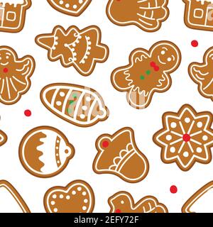 Gingerbread Christmas seamless pattern. Gingerbread pattern. Vector illustration. Stock Vector