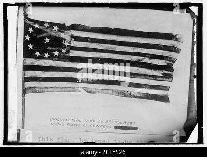Original flag used by 3d Md. Regiment in Battle of Cowpens made according to act. of Congress 1777 Stock Photo