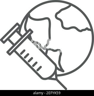 vaccine science medical syringe world campaign vector illustration line icon white background Stock Vector