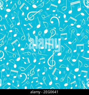 Vector seamless pattern with music notes and clefs, musical abstract background Stock Vector