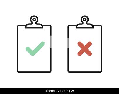 Clipboard icon set. Check mark. Check list. Vector illustration, flat design Stock Vector