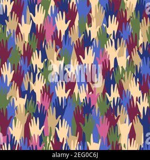 Seamless pattern with hands up (some with rock on sign) Stock Vector