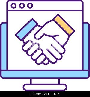 Company leaders agreement RGB color icon Stock Vector