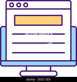 Reading official documents RGB color icon Stock Vector