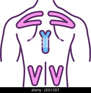 Back pain relieving RGB color icon Stock Vector