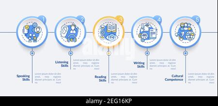 Language competencies vector infographic template Stock Vector
