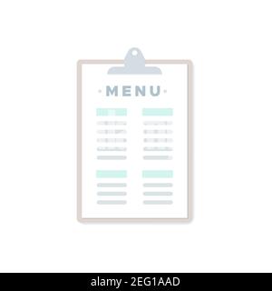 Clipboard icon. Menu restaurant. Vector illustration, flat design Stock Vector