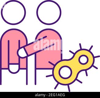 Physical contact during covid RGB color icon Stock Vector