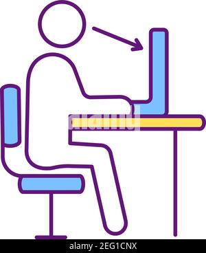 Workplace ergonomics RGB color icon Stock Vector