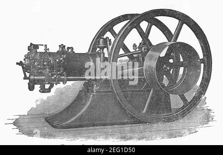 Otto horizontal gas engine (New Catechism of the Steam Engine, 1904). Stock Photo