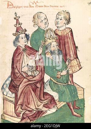 Otto III wird von Papst Gregor V. zum Kaiser gesalbt. Stock Photo