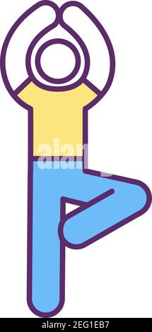 Yoga pose RGB color icon Stock Vector