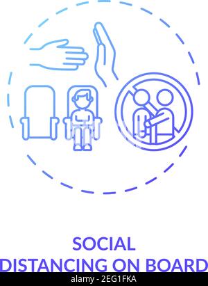 Social distancing on board concept icon Stock Vector