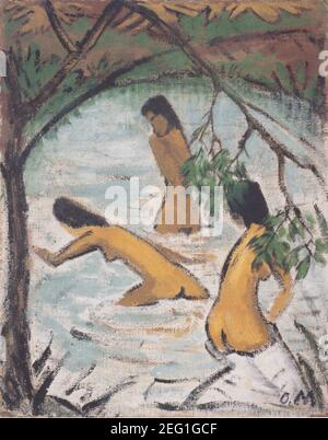 Otto Mueller - Drei badende im Wasser - ca1913. Stock Photo